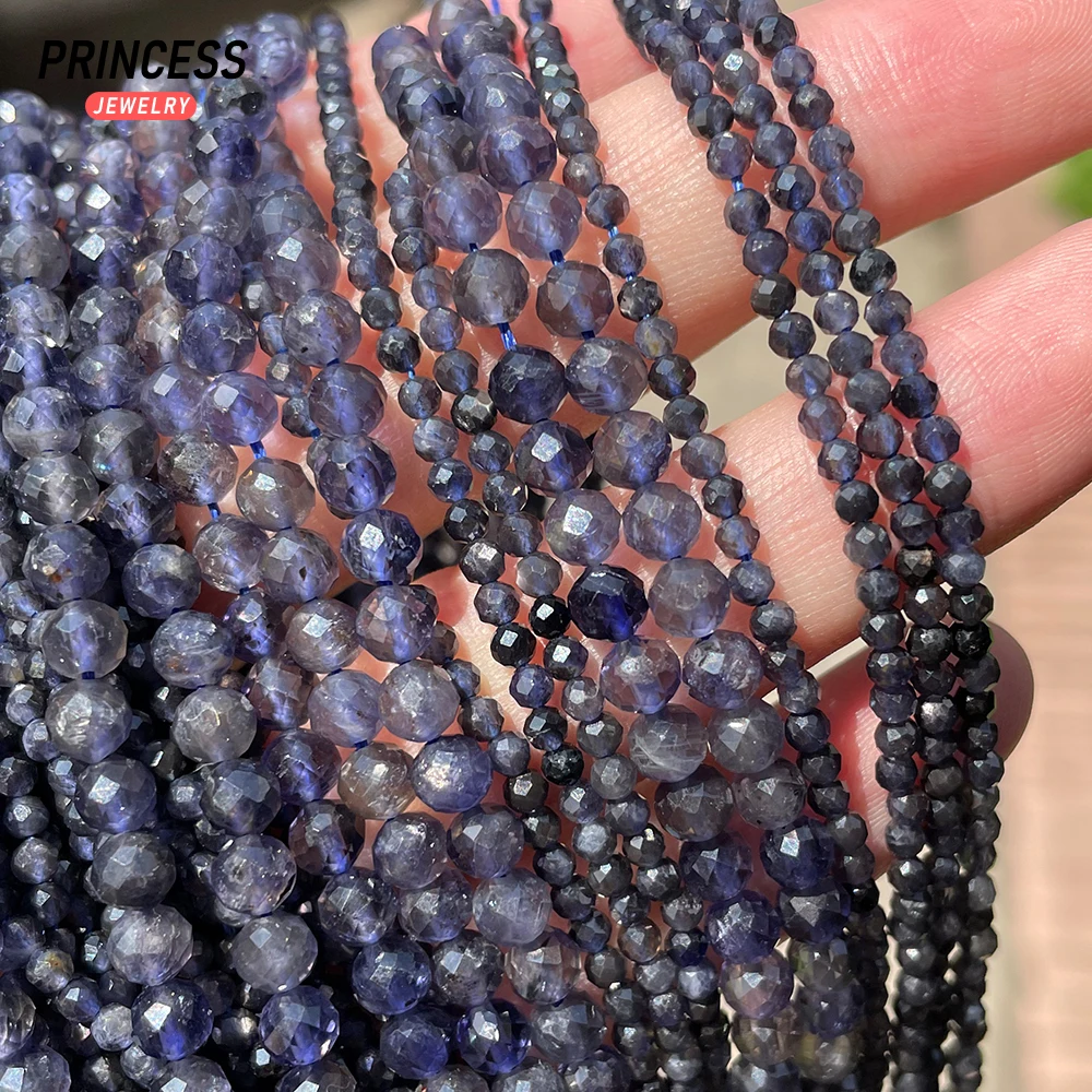 A ++ الياوليت الطبيعي الأوجه الخرز 2 مللي متر 4 مللي متر فضفاض الخرز لصنع المجوهرات أساور قلادة بالجملة DIY بها بنفسك اكسسوارات