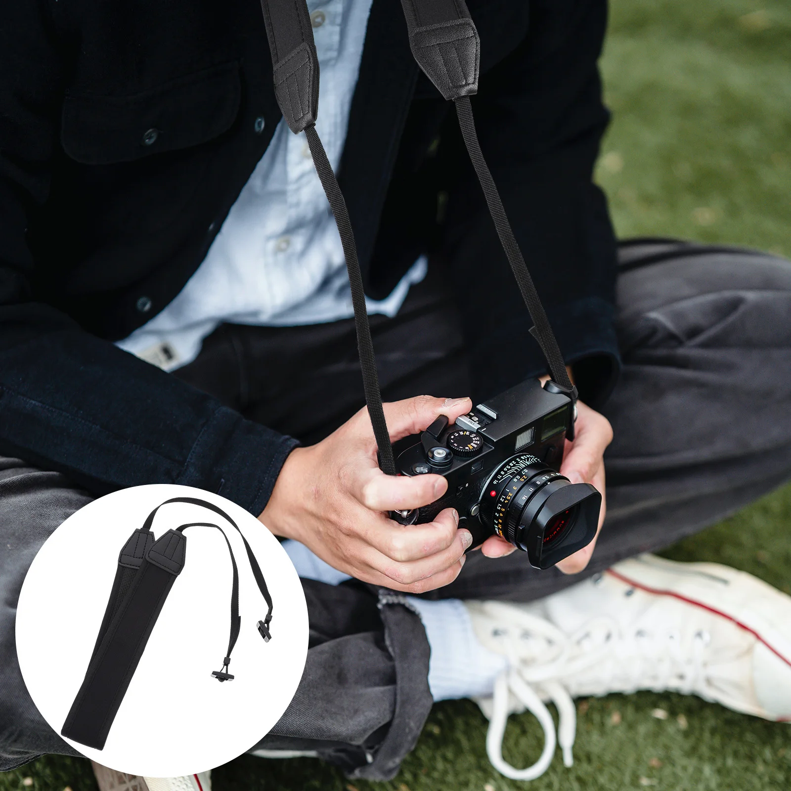 

2pcs Camera Shoulder Strap Neoprene Adjustable Sweat-Absorbing Non-Slip Dslr Neck Lanyard For Photographers Outdoor Indoor Use