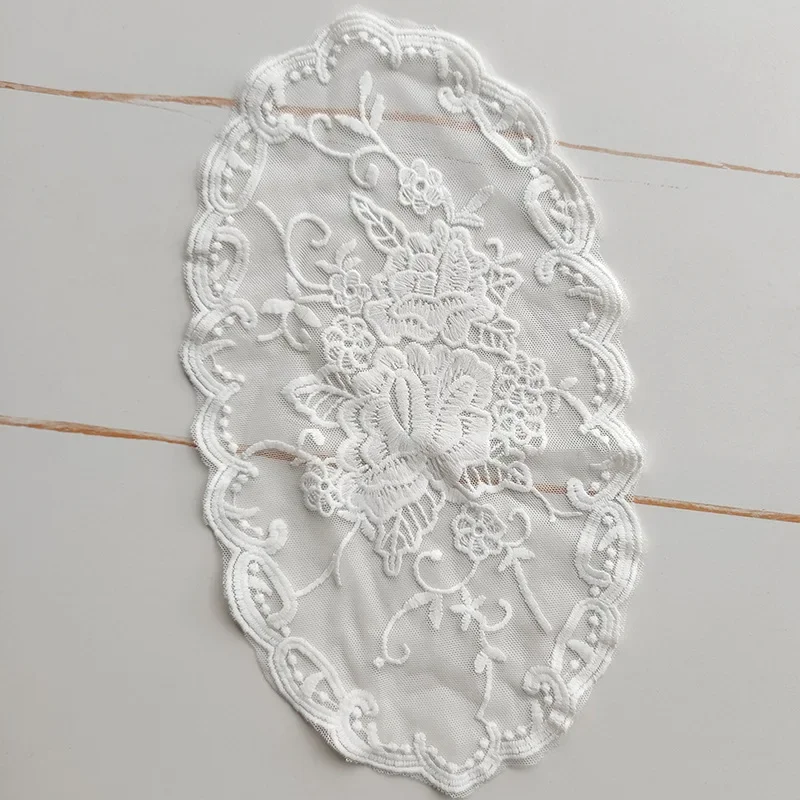 Beautiful White Lace Table Cloth Elegant Floral Embroidery Coffee Cup Dinner Plate Mat Home Decoration