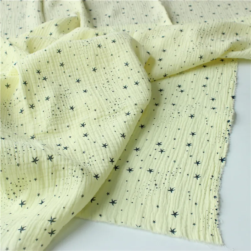 135cm X50cm High Quality Soft Thin Double Crepe star Texture Cotton Fabric, Make Shirt, Dress, Underwear, Cloth 160g/m