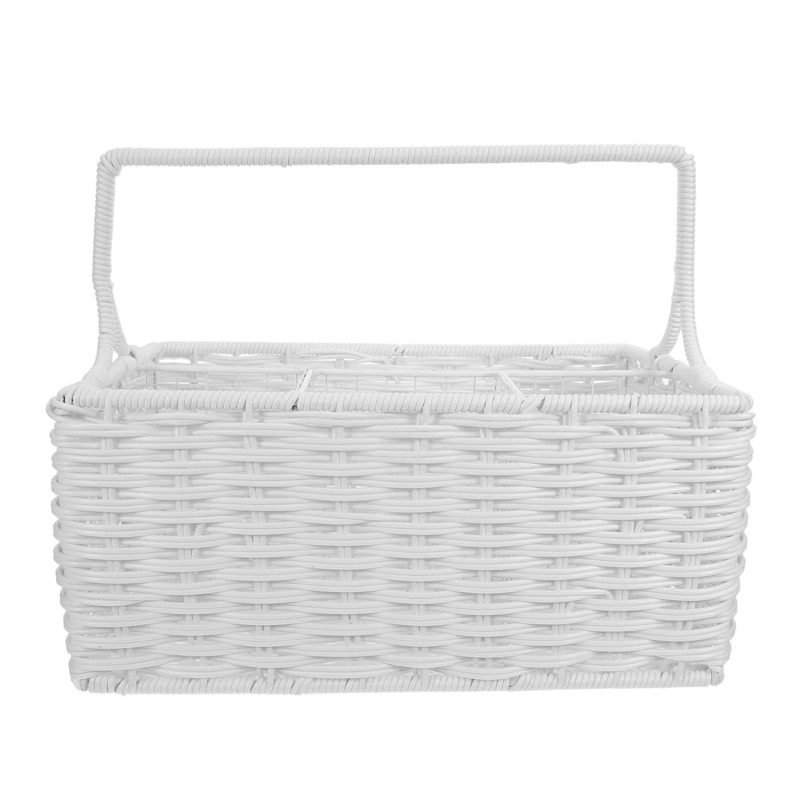 

Bohemian Woven Storage Basket Handcrafted Cutlery Drainer Holder Divided Basket Small for Silverware Utensil Kitchen Organizer