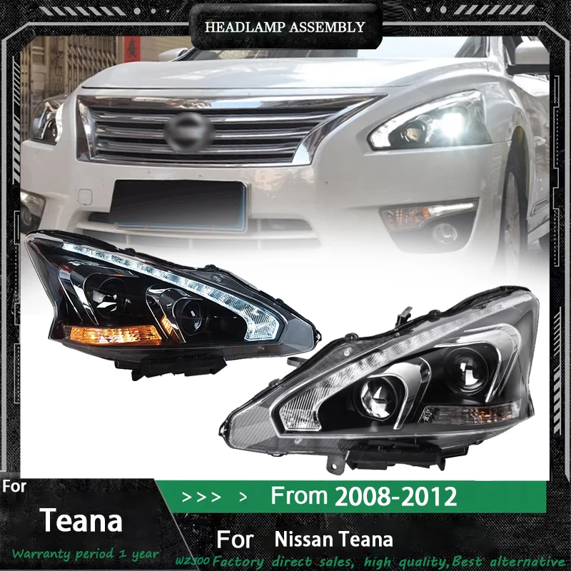 

2 шт. фара для Nissan Teana, светодиодная фара 2013-2017, фары Altima DRL, указатель поворота, дальний свет, линза проектора «ангельский глаз»