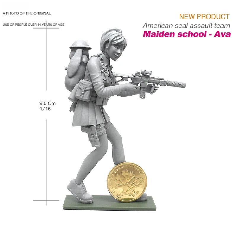 

90mm Resin Model Figure American Style Equipment Girl Gk Micro Miniature 3d Printed White Model Toy Unassembled Unpainted Kit