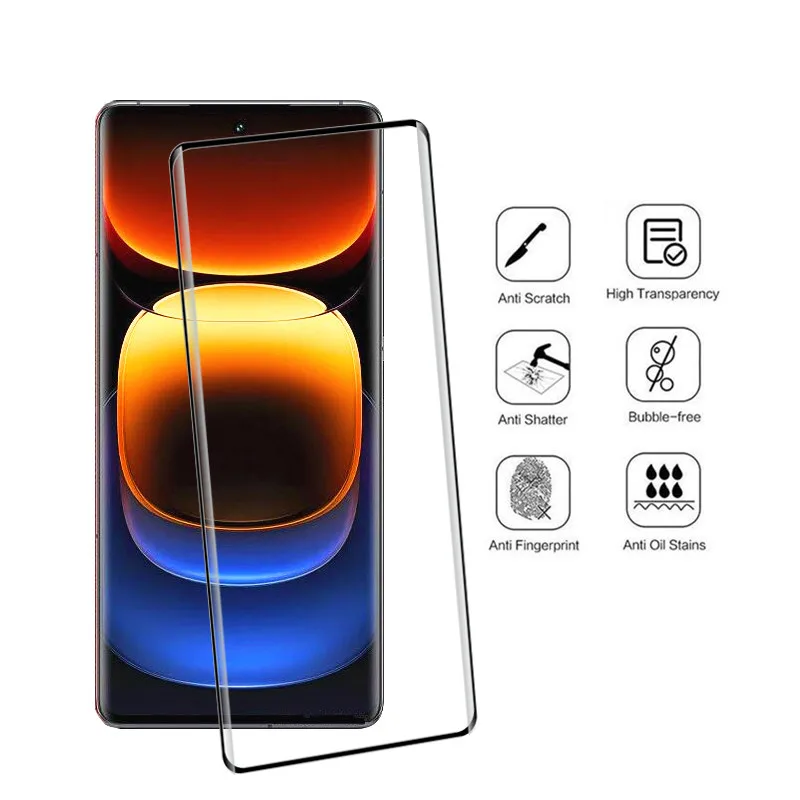 9D Screen Glass Film for VIVO IQOO 12 Pro Full Tempered Glass, Anti-Scratch Soft Camera Film