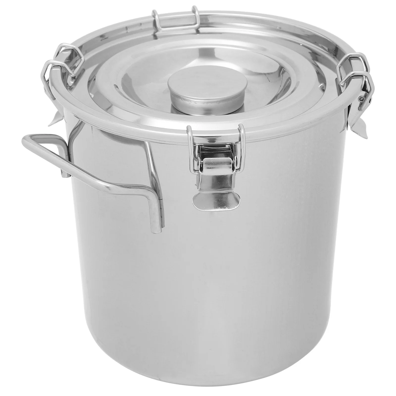 

1pc Stainless Steel Sealed Bucket 20x20 Double Ear for Kitchen Food Storage Milk Jug Small Household Bucket Container