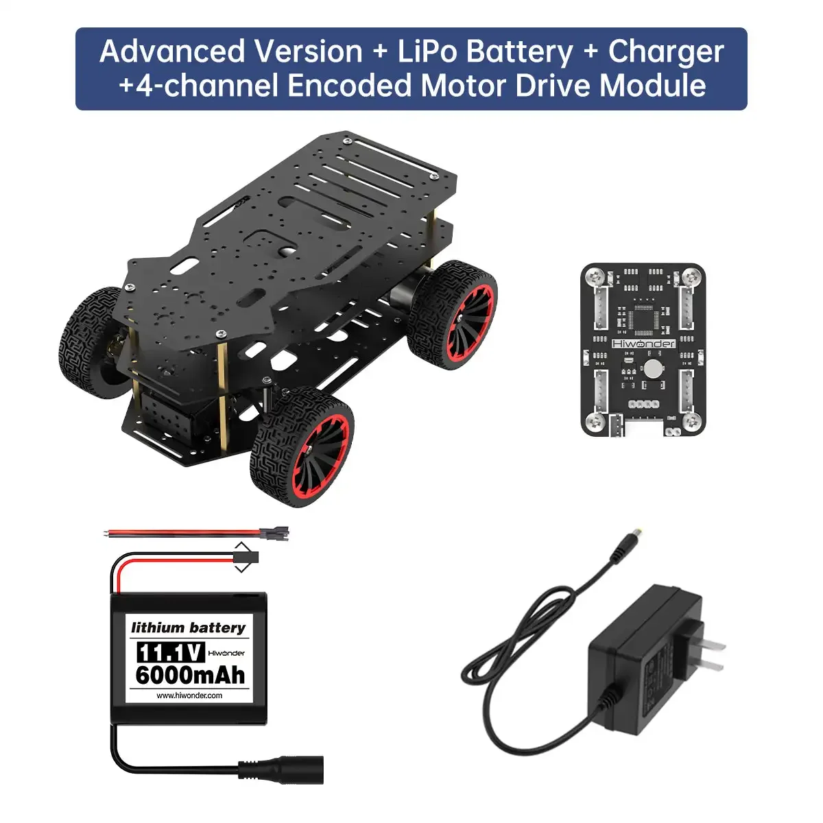 Ackerman Intelligent Car Metal Chassis for ROS Robot with Dual Encoder Motor Front Wheel Servo Steering