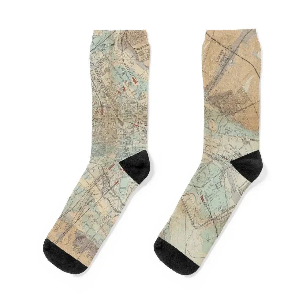 

Vintage Berlin Germany Geological Map (1885) Socks designer brand Crossfit hockey ankle Boy Child Socks Women's