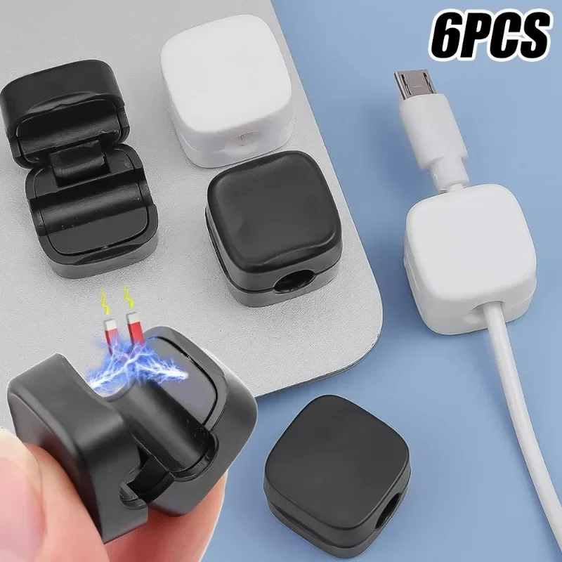 Magnetic Cable Organizer Clips Desktop Self Adhesive Cable Winder Charge Data Wire Power Cord Management in Home Kitchen Office