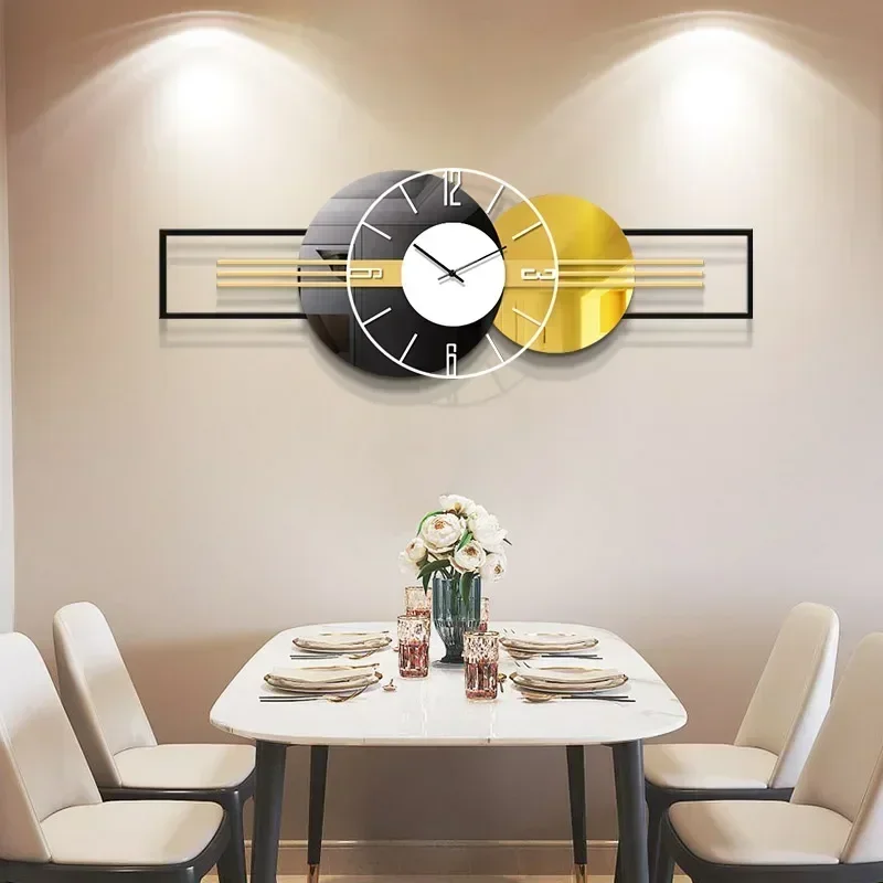 Wall Clock with Mirror Face, Silent Digital Large Wall Hanging Clocks, Modern Design, Dining Room Decor, Luxury