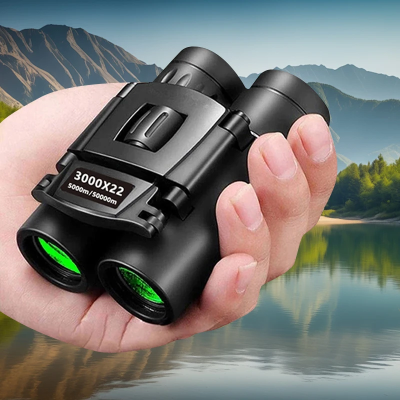 3000x22 Binoculars 50000M Long Range BAK4 FMC Optics Powerful Folding Mini Telescope for Hunting Sports Outdoor Camping Travel