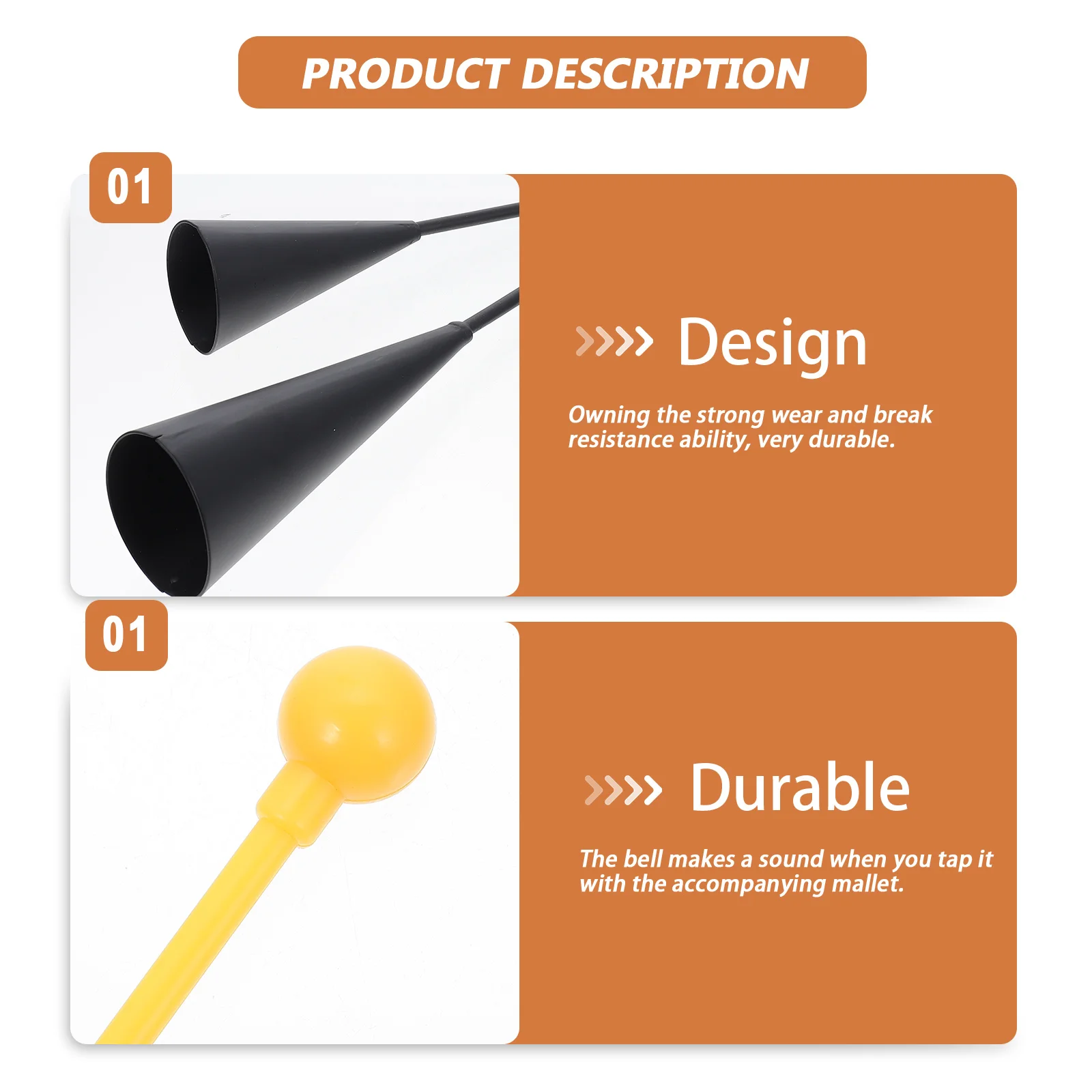 

Double Horn Musical Instrument Kids Instruments Metal Cowbells Black Educational Toy Child