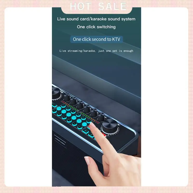 24-Hour Delivery 2 Wireless Microphones Karaoke Portable BT Wireless Sound Card Speaker RGB Sound Integrated Machine Home KTV