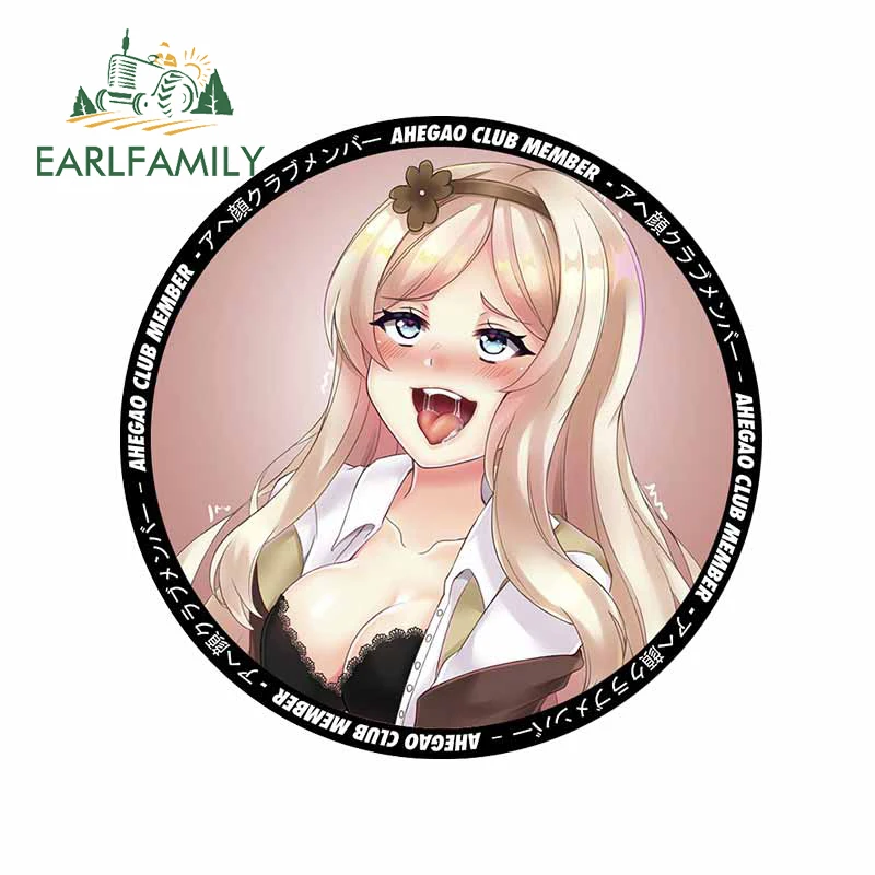 EARLFAMILY 13 سنتيمتر X 13 سنتيمتر ل Ahegao أنيمي فتاة ملصقات السيارات مادة الفينيل ملصق مائي مقاوم للماء تصفيف السيارة ويندوز انسداد الصفر