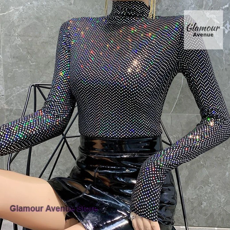 

Korean temperament shiny long-sleeved T-shirt women's spring and autumn fashion Joker Western style top with bottoming shirt.