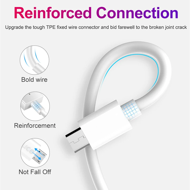 White Micro USB Cable Fast Charging 5A USB Charger Cables Data Cord Wire For Mobile Phone Samsung Xiaomi Honor Huawei Mate 40 30