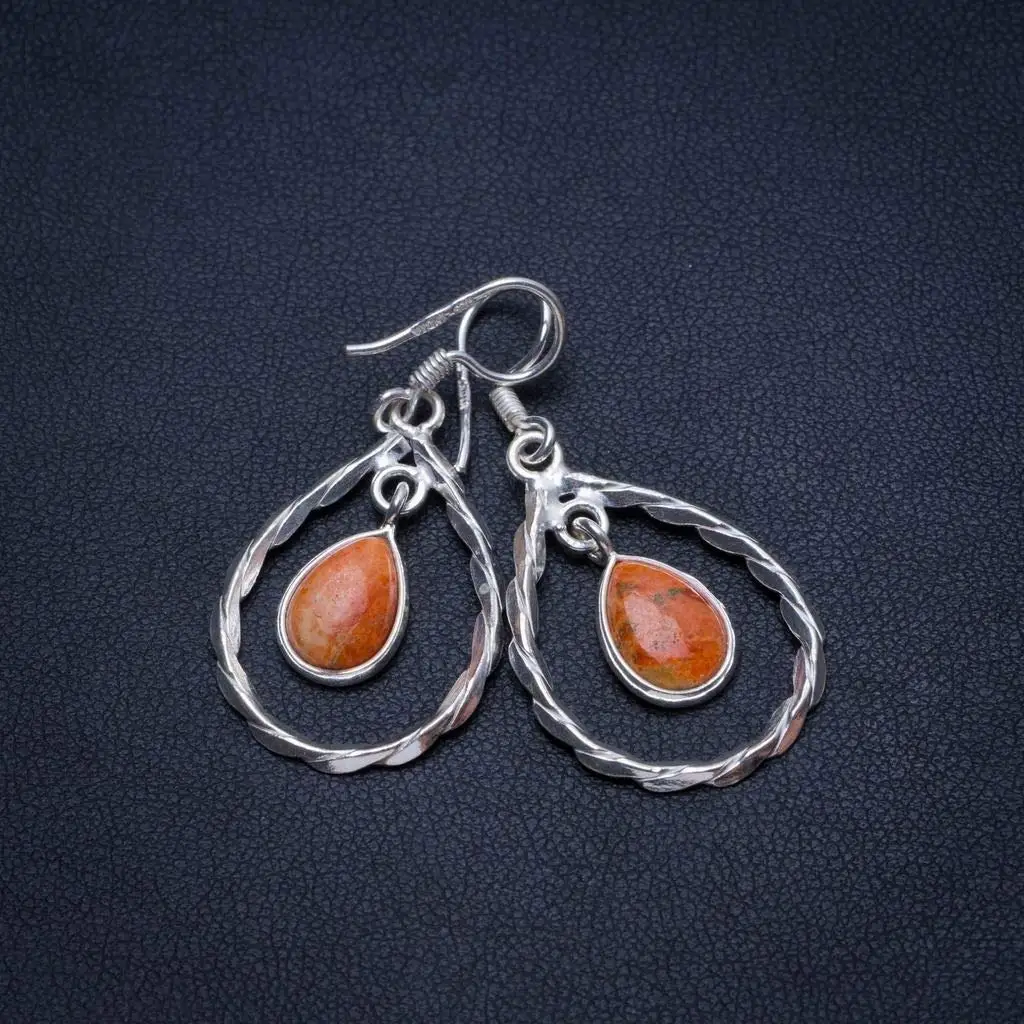 StarGems® Natural Variscite Handmade Vintage 925 Sterling Silver Earrings 1 1/2