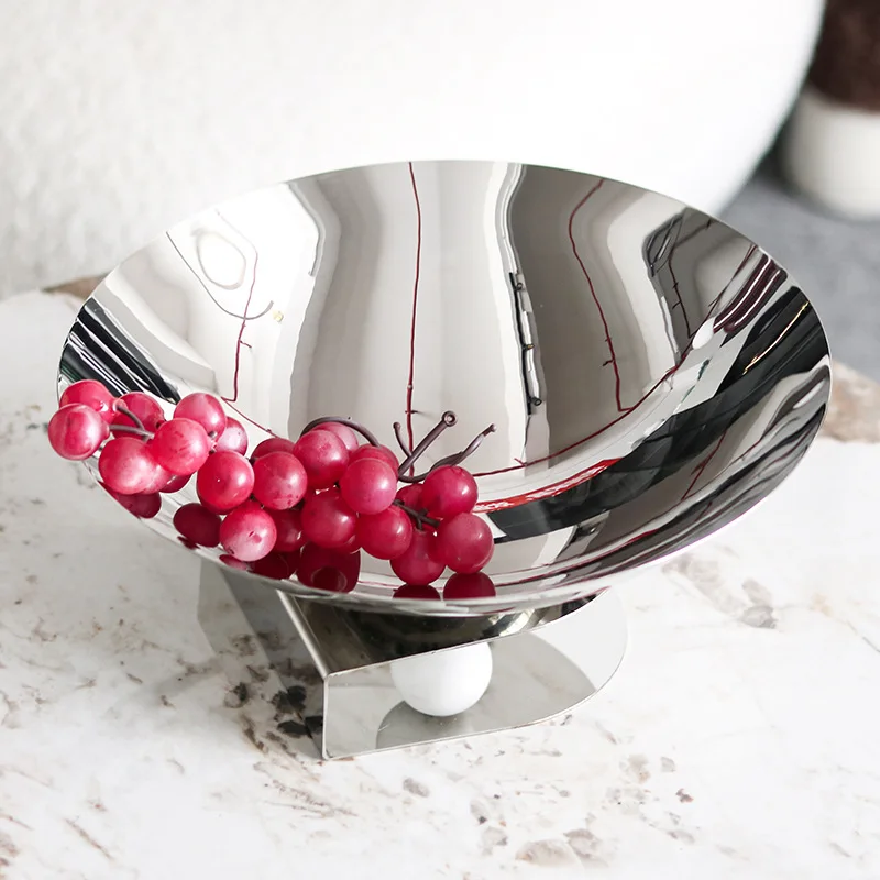 Luxury Metal Semi-circular Vertical Fruit Tray, Stainless Steel High Footed Snack Storage Tray, Dining Table Decoration Ornament