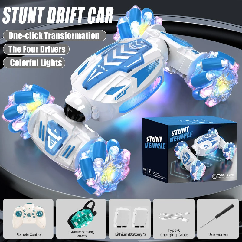 4WD Stunt RC Car With LED Light Gesture Induction Deformation Twist Climbing Radio Controlled Car Electronic Toys for boys Kids