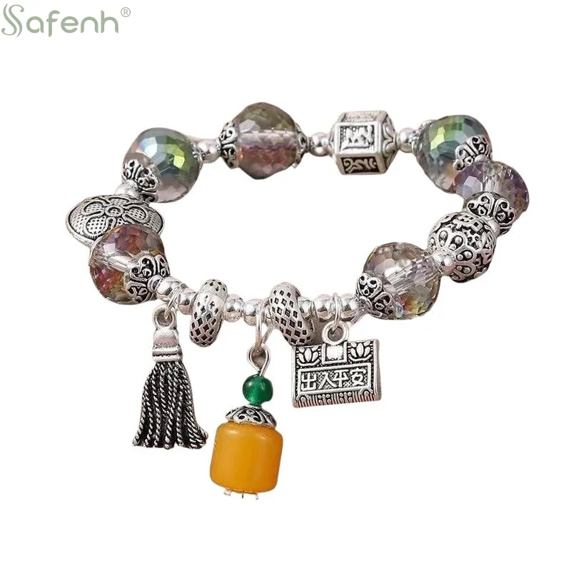 Retro Ethnic Style Lucky Safety Bracelet Pray For Blessings HandString Jewelry For Women Men Girlfriend Bijoux Pulseras Jewelry