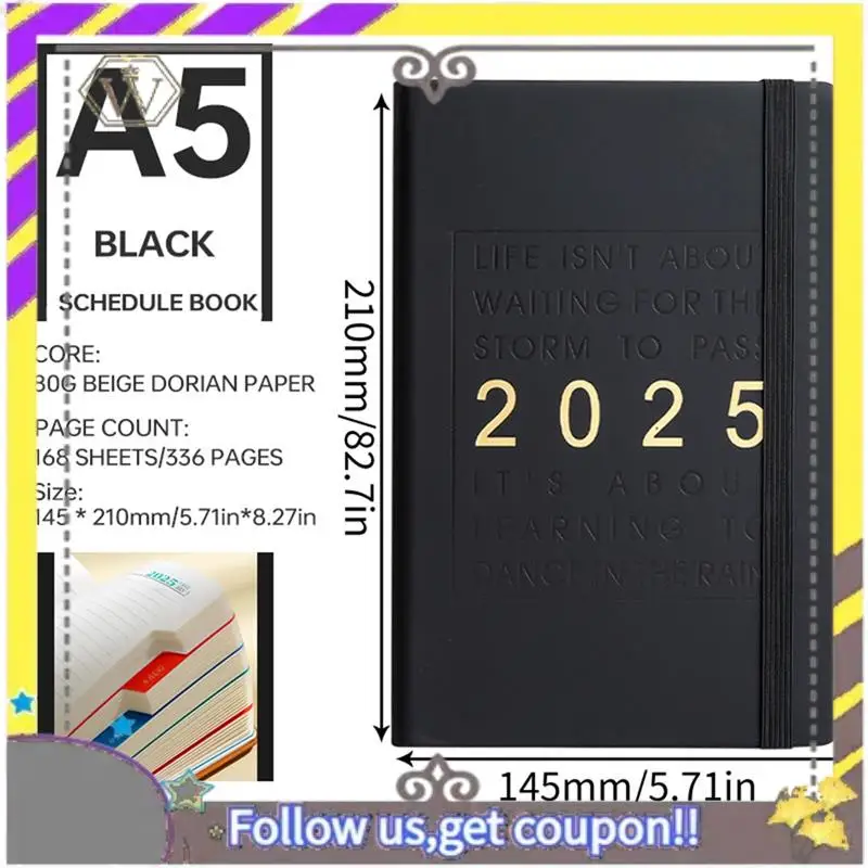 AU33-1월-12월 2025 플래너 언어 노트 A5 학교 일정 플래너 주간 월간 일기장