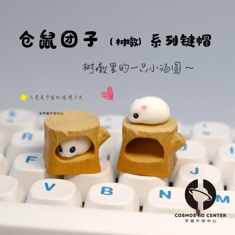 Hamster Dumpling Theme Art Keycaps Mechanical Keyboard Resin Custom Cute Keycaps PC Gaming Keyboard Accessories Gift Collection
