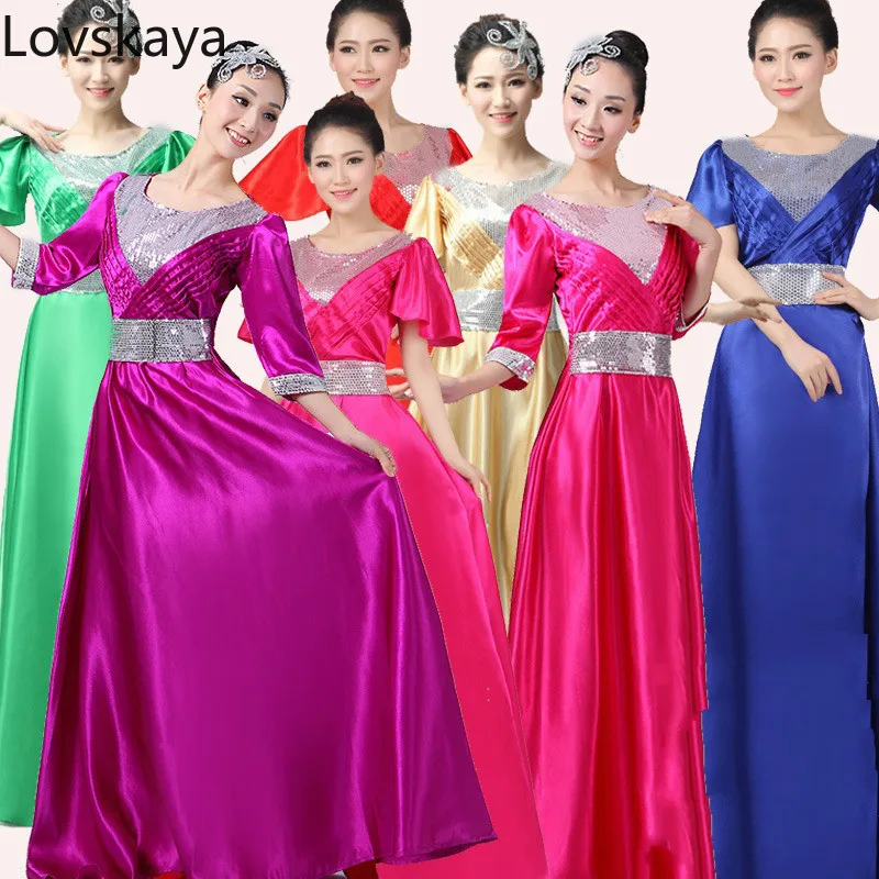 

stage performance clothing female dress Christmas choral service dress middle-aged choir chorus costumes