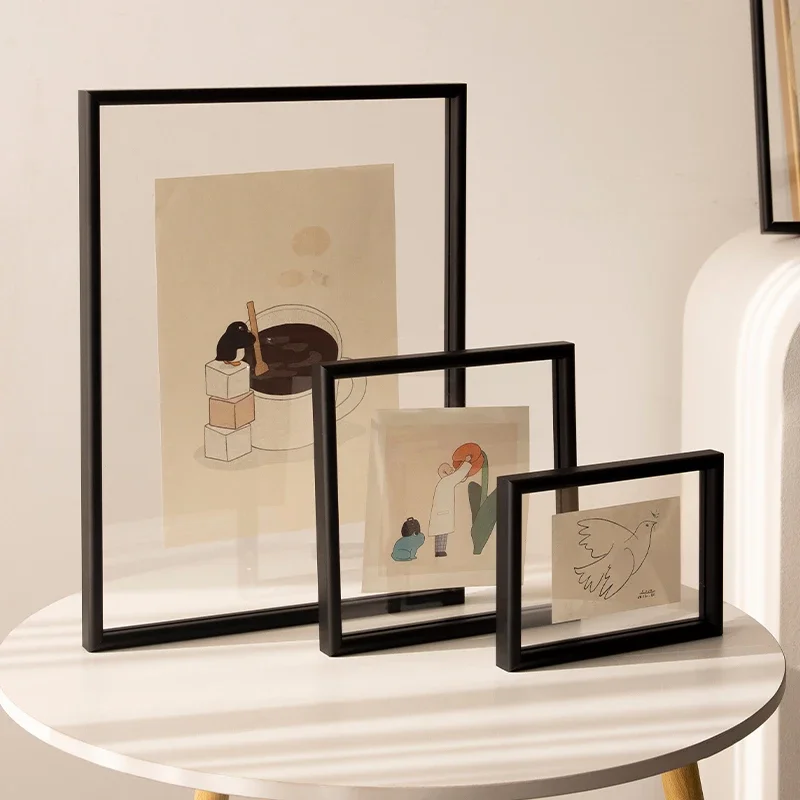 Metal Picture Frame for Art Picture Poster Display,Aluminum Alloy Picture Frame with High Plexiglass,Table/Wall Mounting