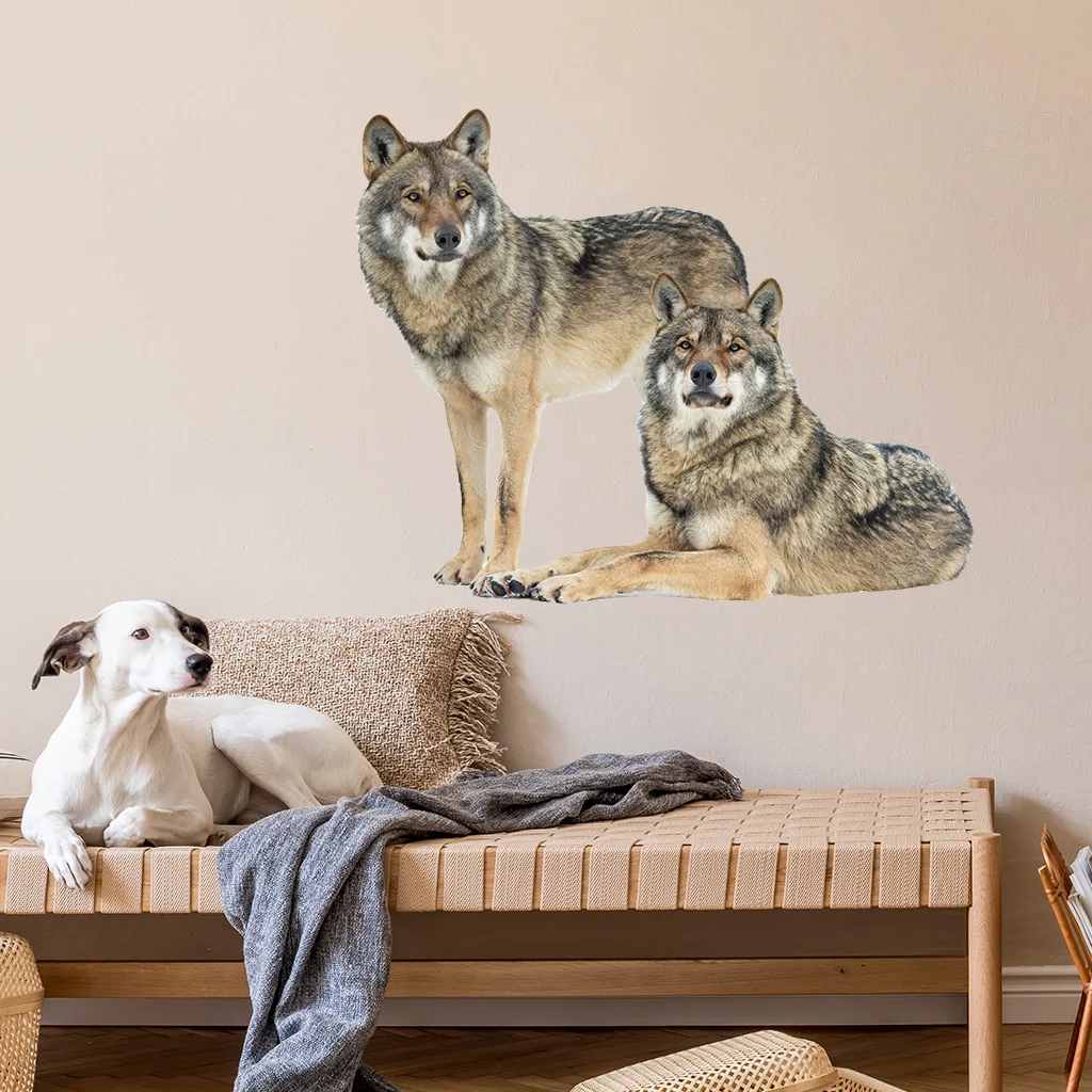 Timberwolves Couple Wall Stickers Bedroom Living Room Decoration Painting Wolf Dog Animal Stickers House Decoration Closets