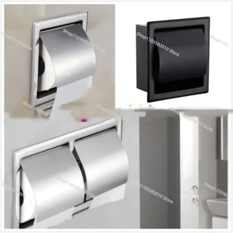 Modern Matte Black Toilet Paper Holder - 304 Stainless Steel Wall Mounted, Bathroom WC Tissue Roll Dispenser