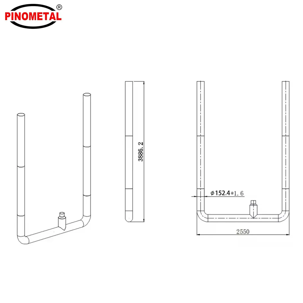 طقم عادم من الفولاذ المقاوم للصدأ مقاس 6 × 153 بوصة مخصص مع مكدسات مسطحة لـ Kenworth Peterbilt #2
