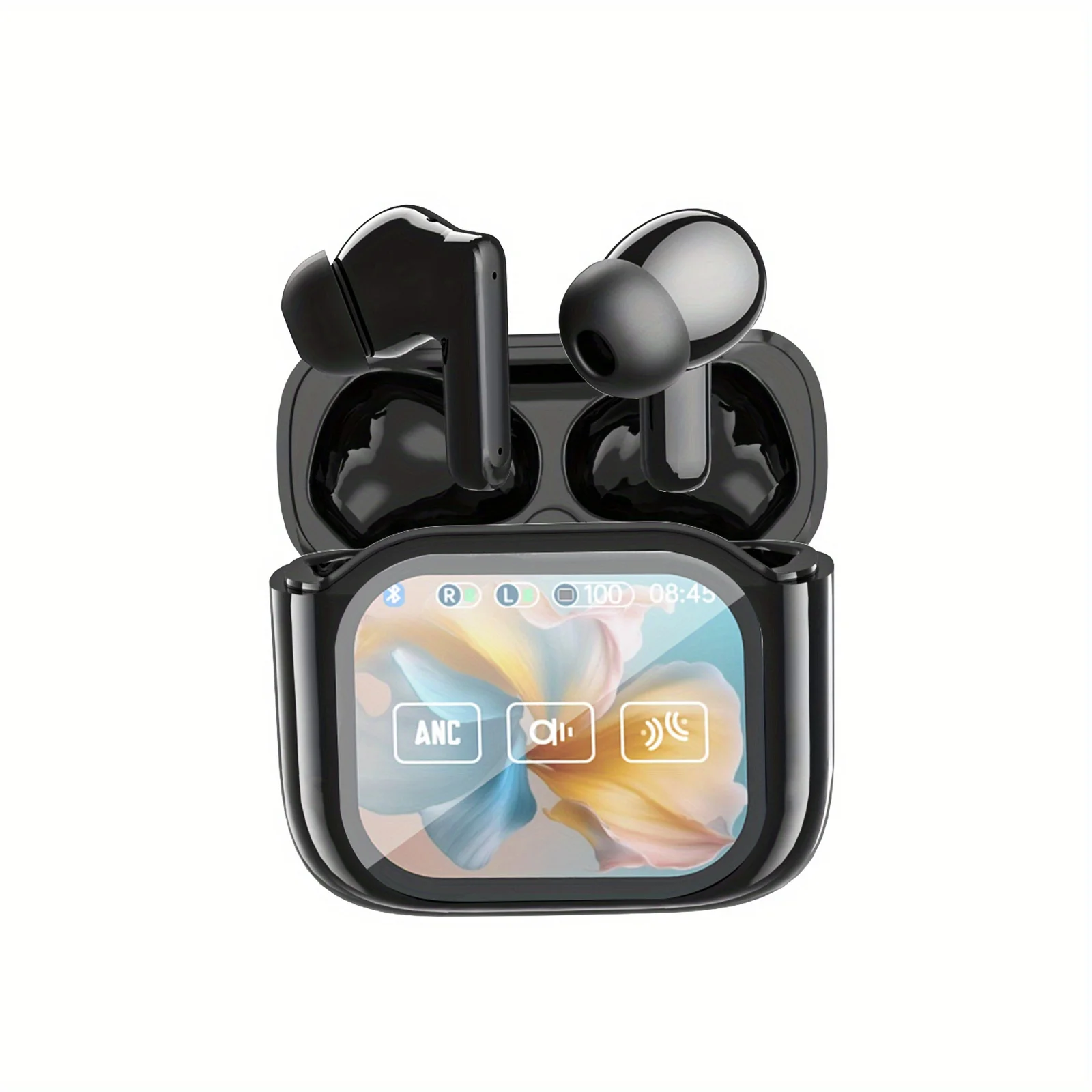 Wireless Headphones with LCD Color Screen ANC Noise Cancellation ENC Low Power Consumption BTV5.4 Sports-Style JM19 Ultra-Long Battery Life 60h