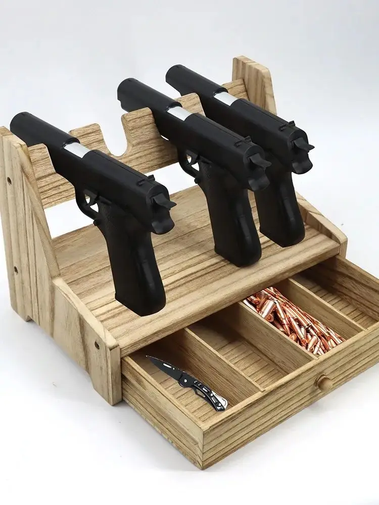 12,2 Zoll Holzschublade Pistolenständer für Glock G17 G19 G22 G43X 1911 USP Sig Sauer P226 Pistole Taktischer Jagdaufbewahrungsorganisator – Detail 2