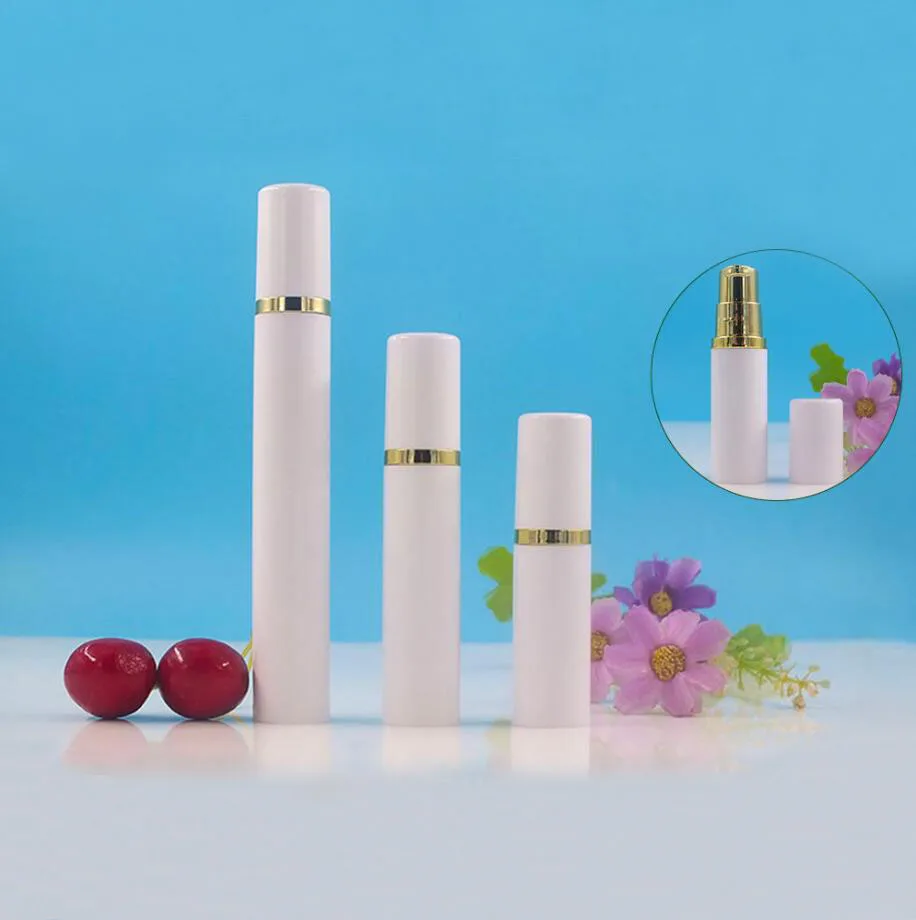 15 مللي زجاجة بيضاء pp بدون هواء مضخة ذهبية غطاء أبيض غسول/مستحلب/مصل/مصل حبر جوهر العين مصل إعادة الملء التعبئة المحمولة