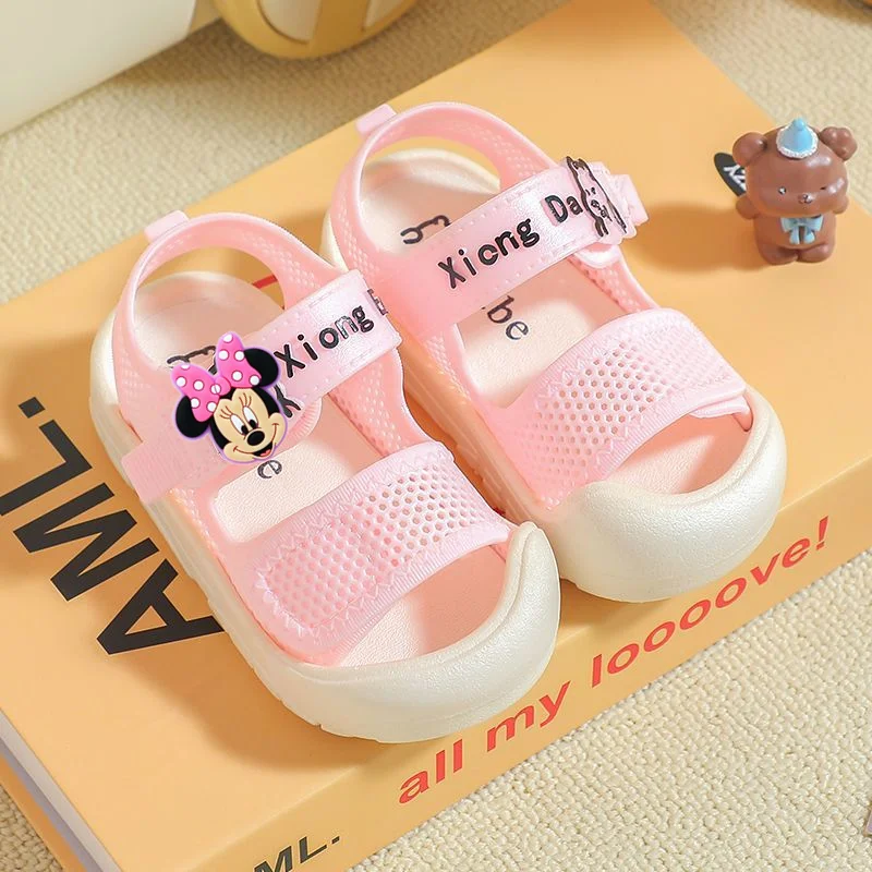 

boy Girls Kids Sandals Soft-Sole Mesh minnie first wakers Summer Mickey Mouse Baby Beach Shoes Disney Non-Slip slippers