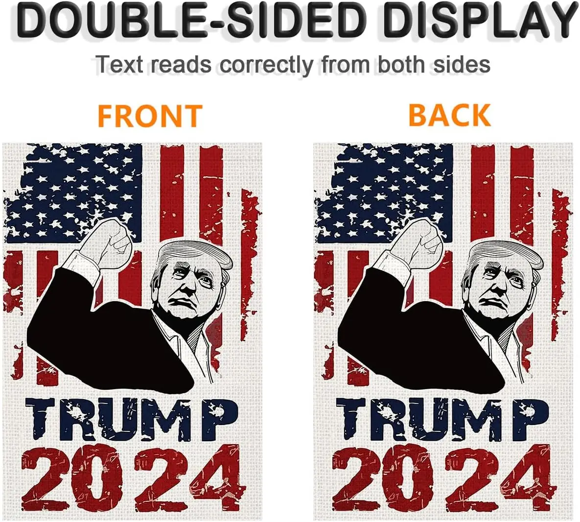 2024 Trump Garden Flag 12x18 Inch Double Sided Trump Fight Fist Pump Garden Flag, Retro Style 2024 Election American President