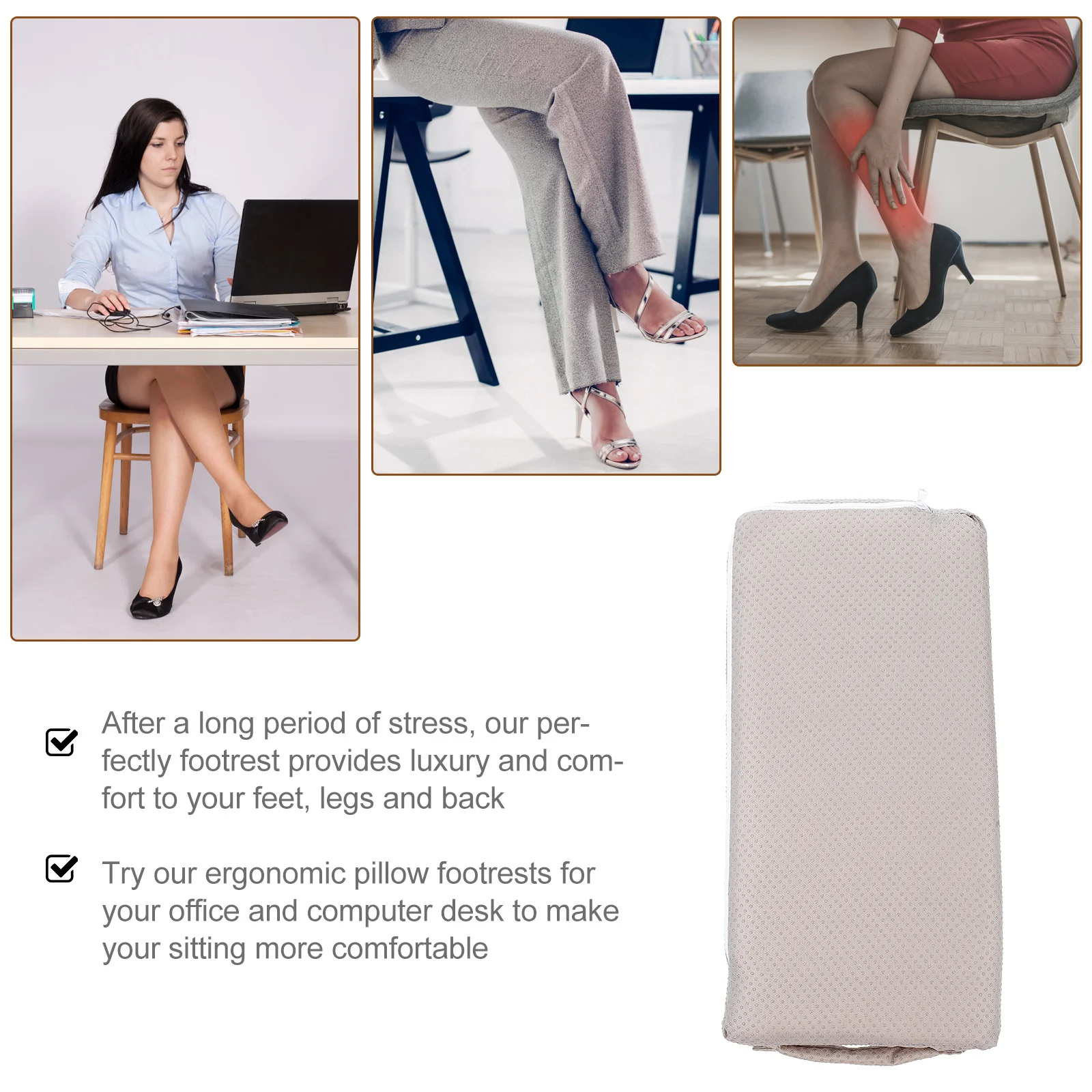 

Foot Pillow Footrest Cushion Semi-Cylindrical Comfort Support for Office Desk Home Foot Relax Cushion Office Footrest Pads