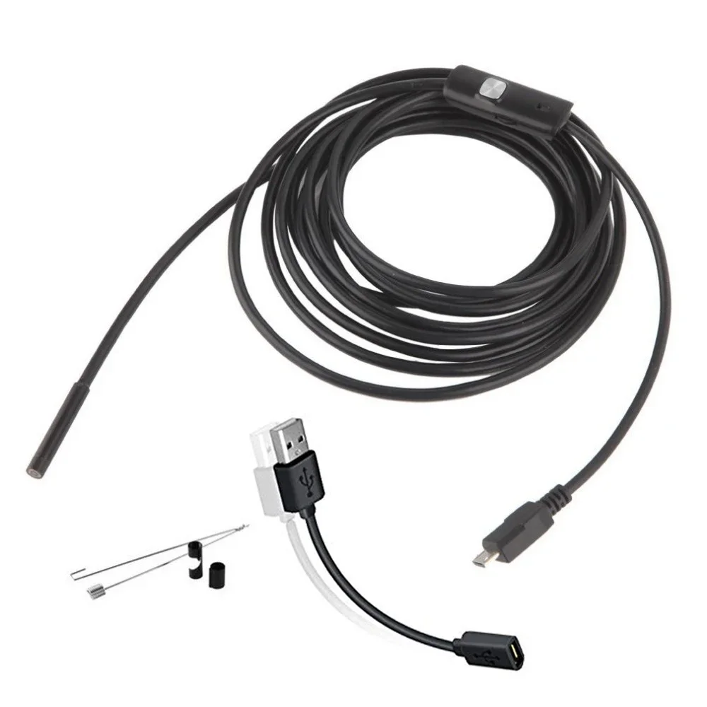1m 1.5m 2m Endoscope Camera HD USB Endoscope with 6 LED  Soft Cable Waterproof Inspection Borescope for Android PC