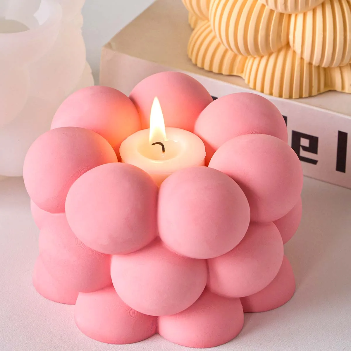 

Пузырьковый подсвечник, силиконовая форма, сделай сам, полосатый круглый шар ручной работы, подсвечник, гипсовая смола, формы для литья, домашний декор