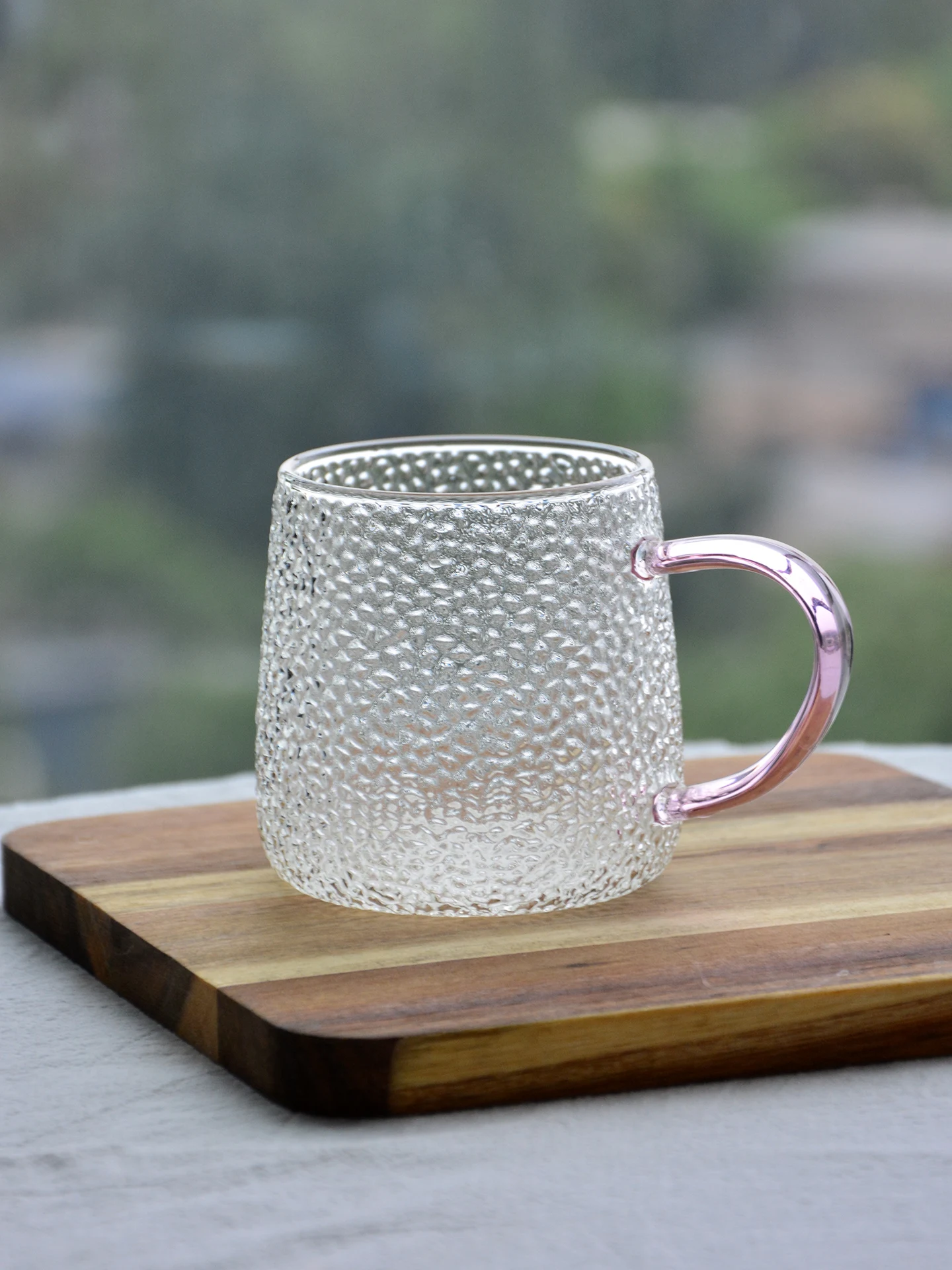 High Borosilicate Glass Milk Mug Living Room Heat Resistant Water Cup Hammer Pattern Flat Bottom Tea Cup Home Use Tea Set