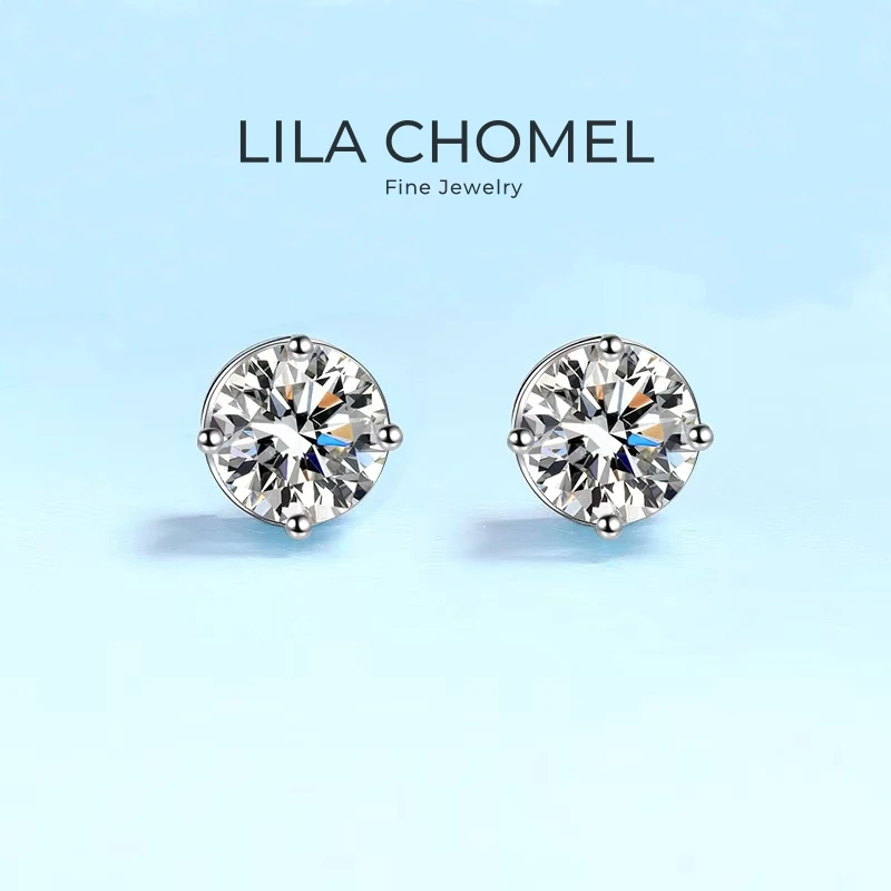 Boucles d'oreilles à tige en moissanite à vis pour femme, Joaillerie fine, Solide, Inime, Rotterdam, Kling, Cadeaux de Noël, PT950, 0.3, 0.5, 1, 2CT