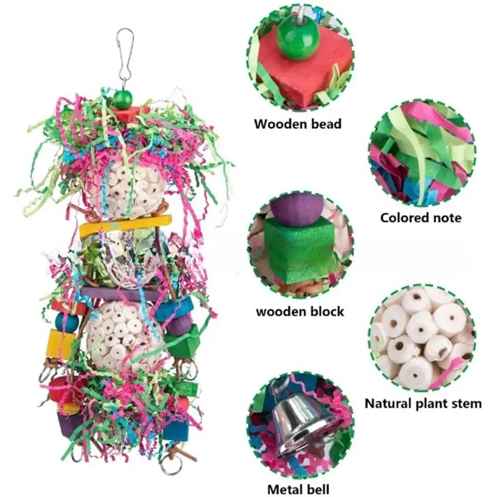 

Parrot Chew Shred Foraging Toy Colorful Shreddable Natural Sola Balls Hanging Chewing Toys Birds Supplies