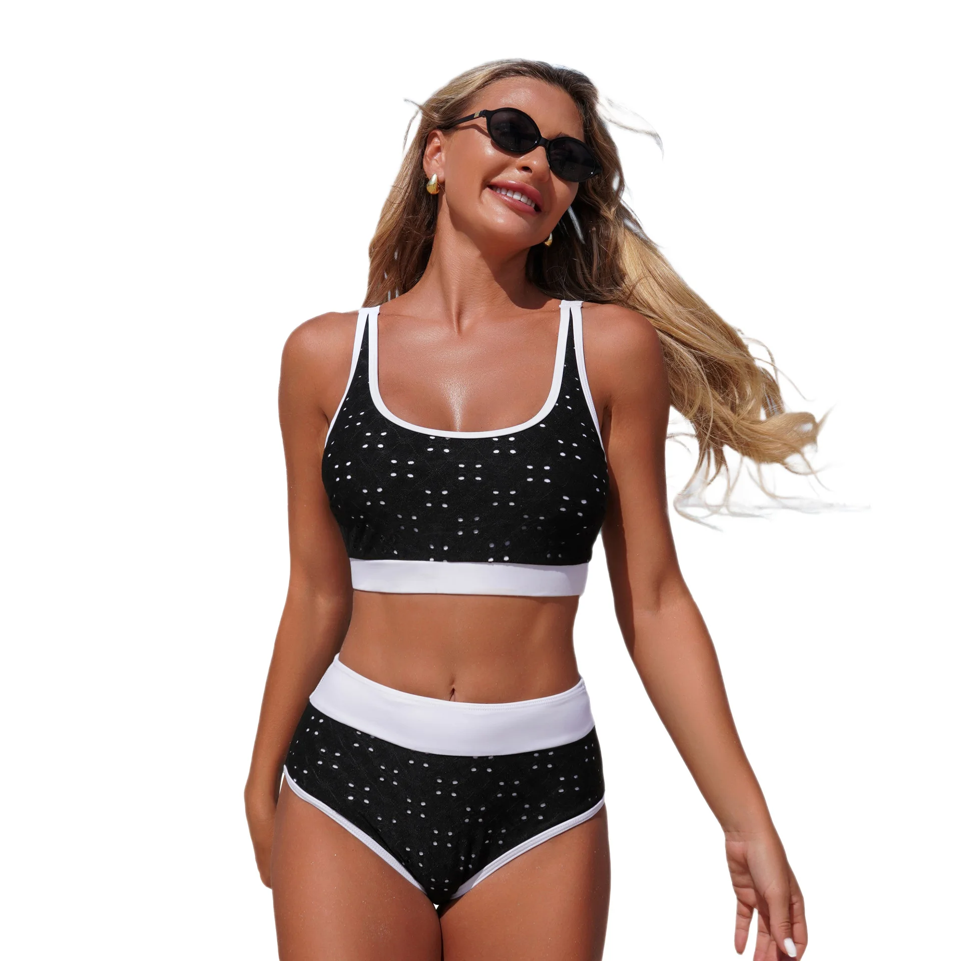 

New High Waist Bikinis Hollow Swimsuit Women Solid Padded Swimwear Female Bathers Bathing Swimming Swim Suit Beachwear