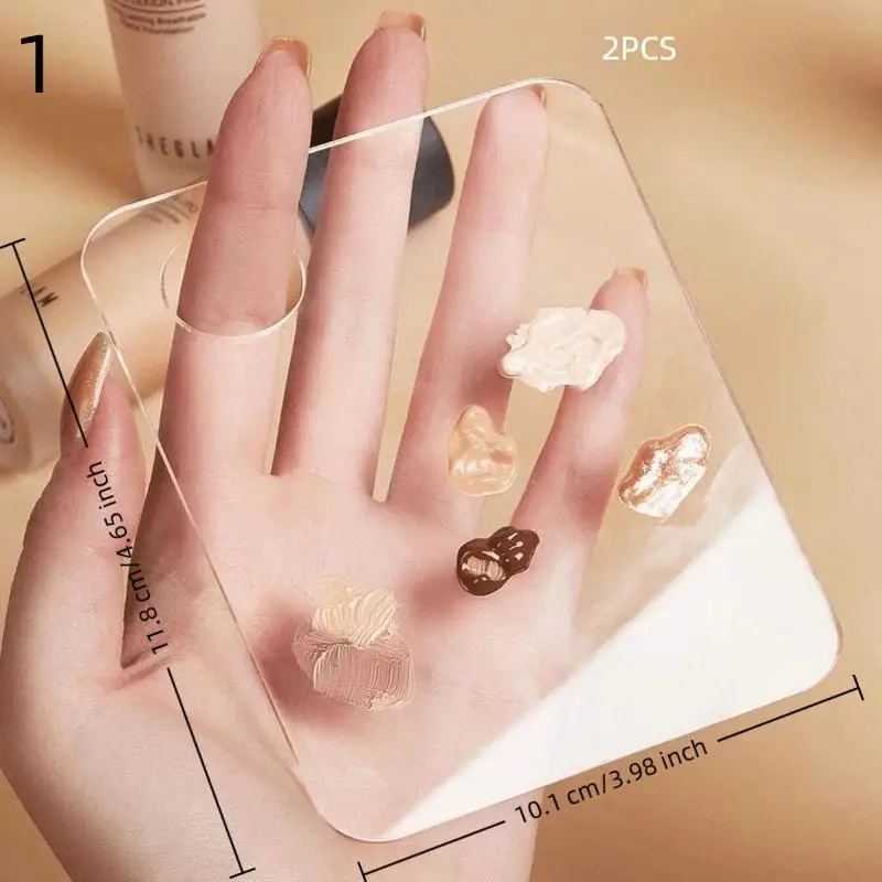 Paleta de Maquiagem Transparente em Acrílico com 2 Peças, Misturador Manual de Creme de Base Líquida, Ferramenta de Beleza