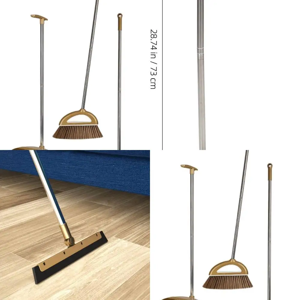 

Long-Handled Broom and Dustpan Set with Scraper for Home, Kitchen, and Office Floors