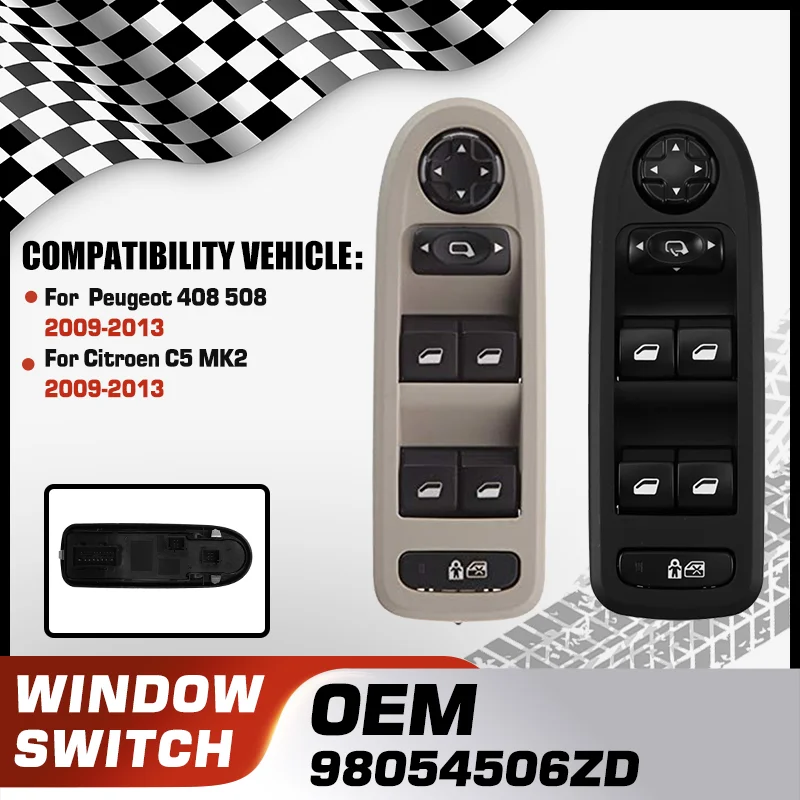 

98054506ZD Car Power Master Window Switch Lifter Button For Peugeot 408 508 Citroen C5 MK2 2009 2010 2011 2012 2013 20+6+6 Pins