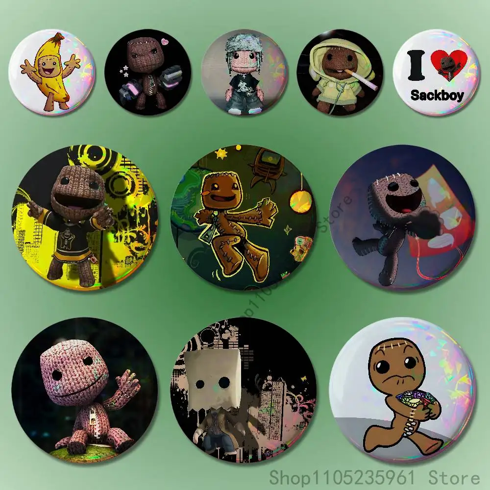 

L-LBP S-Sackboy Custom Badges 75mm 44mm 25mm Brooch Backpack Hat Pins Accessories Toys Valentine gift