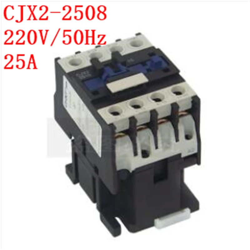 AC Contactor Cjx2-2508 220V 25A Two Normally Open And Two Normally Closed Main Contacts