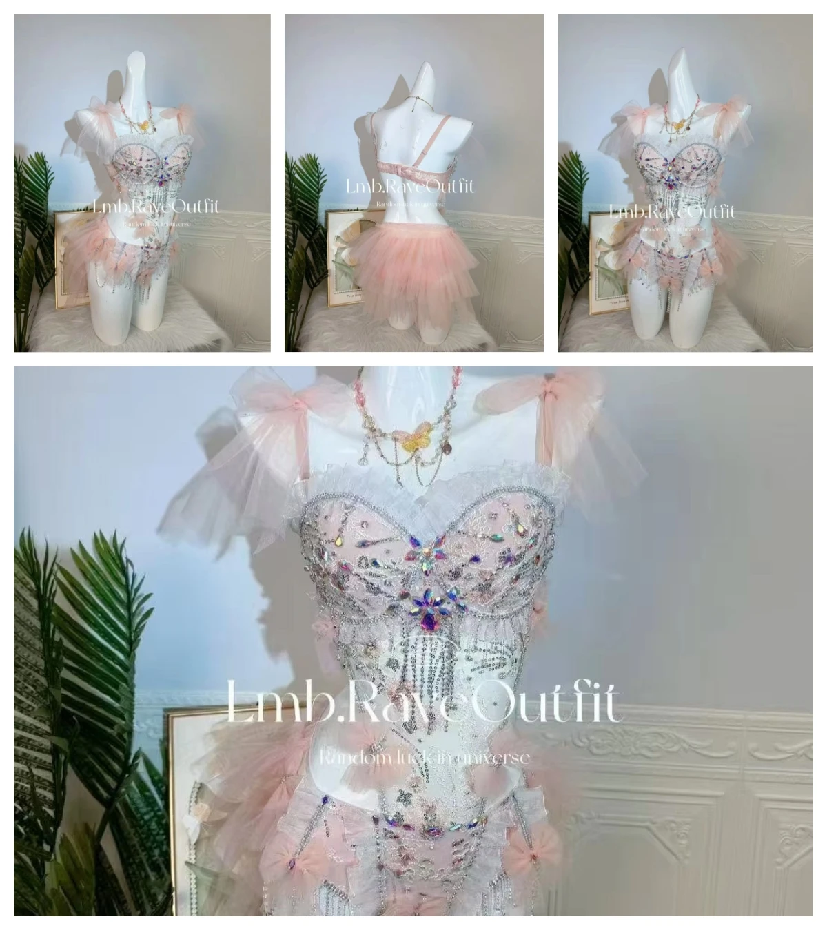 Female Singer Stage Electric Syllable Bar Nijhtclub Party Prom Shiny Diamond Sequin Chain Tassel Sexy Bikini Mesh Dress Outfits