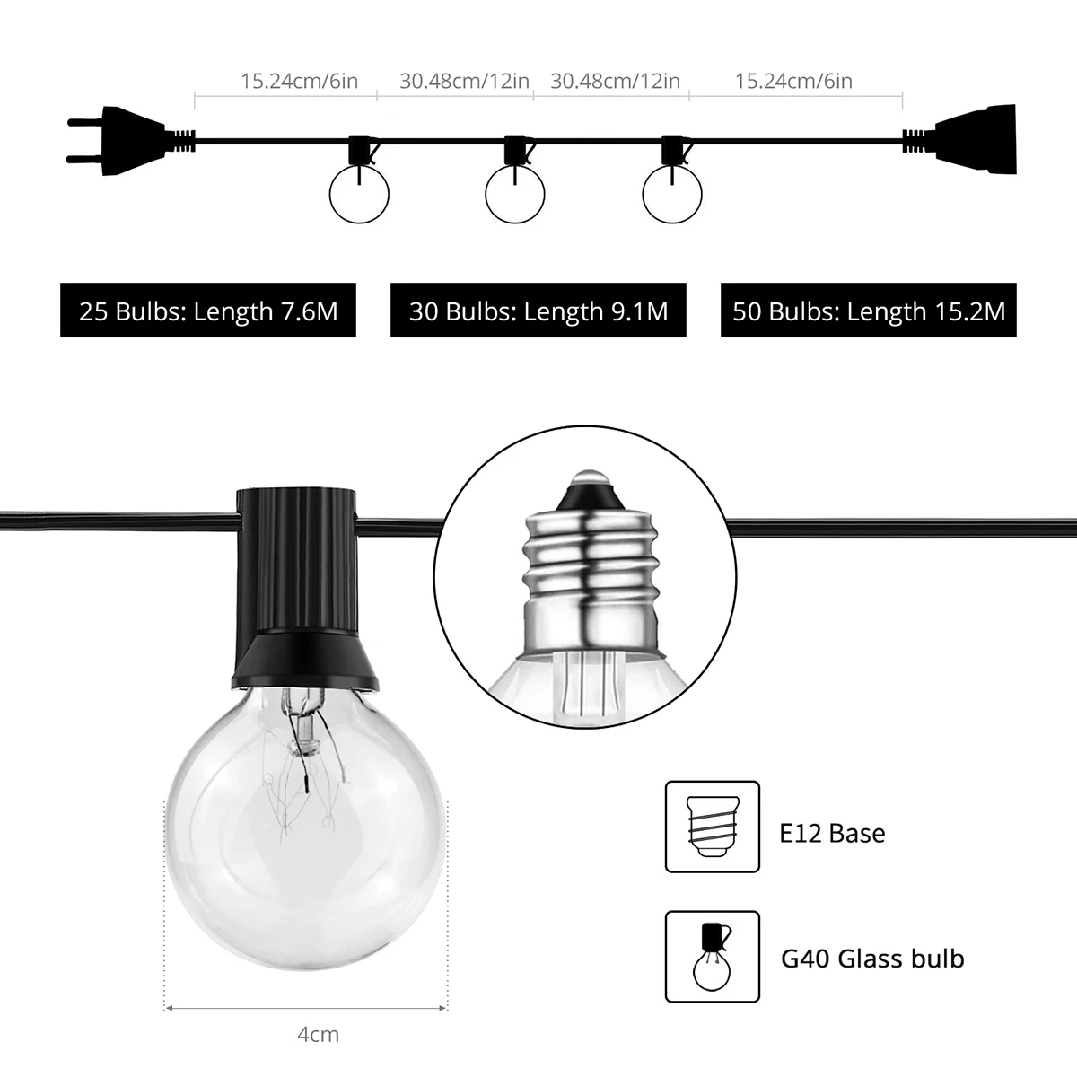 Led Globe Bulb Fairy String Light Glass/plastic Bulb Garland Street Wedding Led Lamp Outdoor For Party Holiday Garden Patio