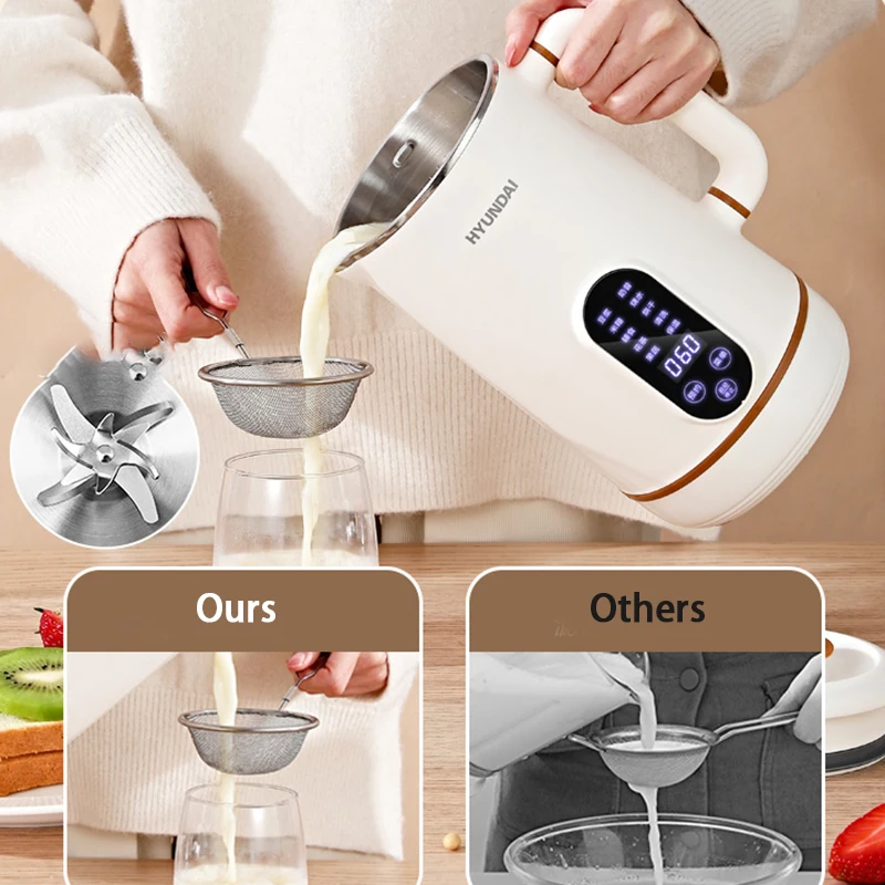 Portable Soybean Milk Machine10-leaf Blade Wall Breaking Machine Juicer Paste Multifunction Blender Food Processer 600/800ml